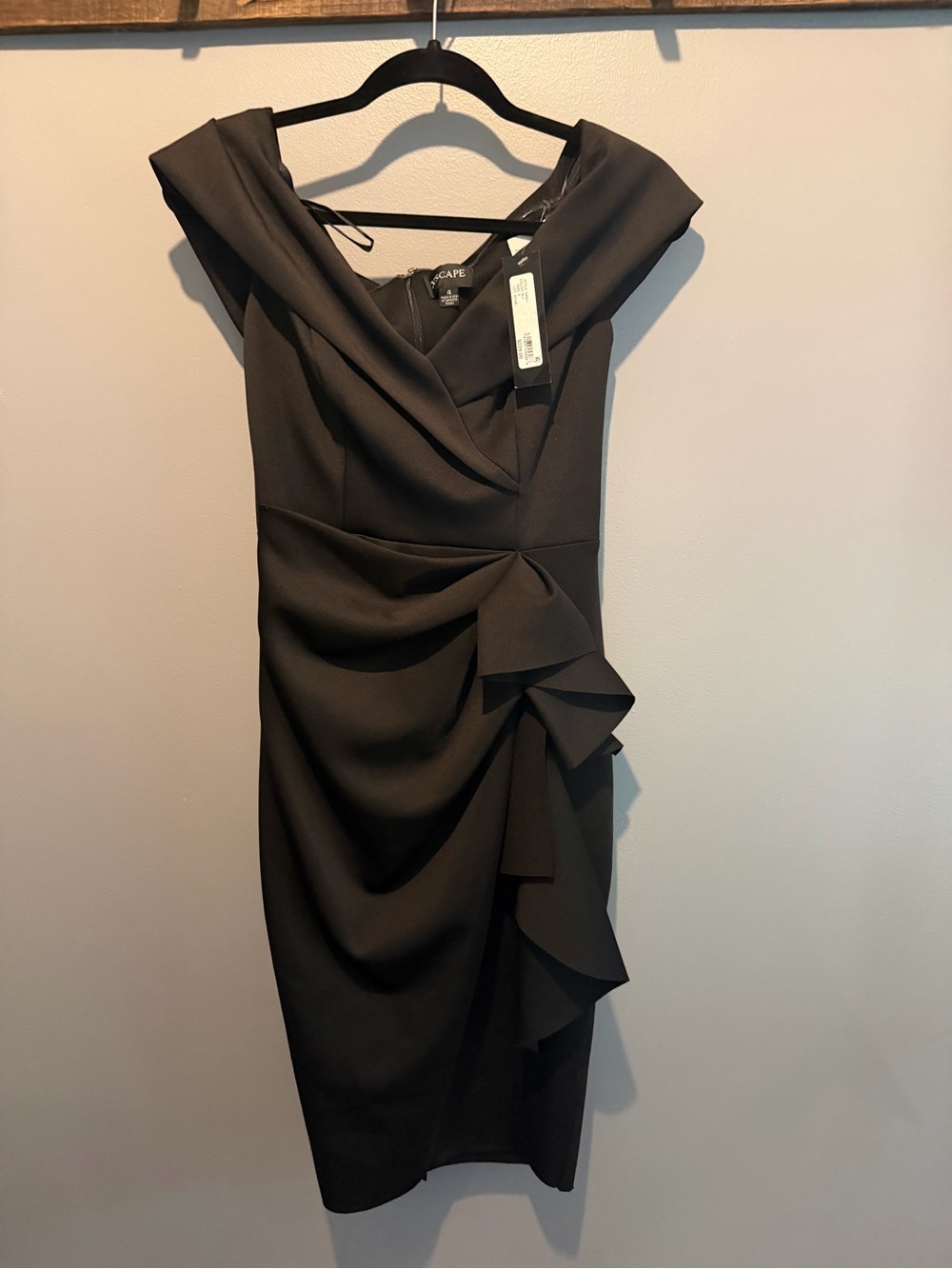 Women's Black Draped Cocktail Dress